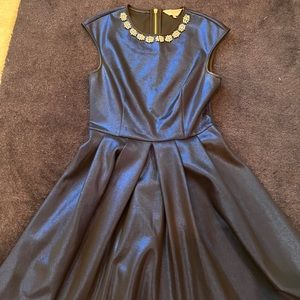 Ted Baker blue dress with crystal neckline (Ted Baker size 2, 4-6 US).